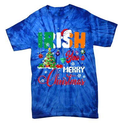 Irish You A Merry Christmas Santa Irish Flag Christmas Tree Funny Gift Tie-Dye T-Shirt