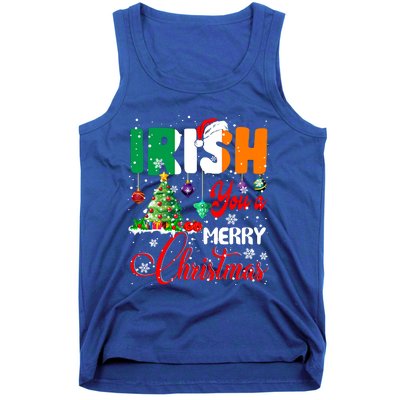 Irish You A Merry Christmas Santa Irish Flag Christmas Tree Funny Gift Tank Top