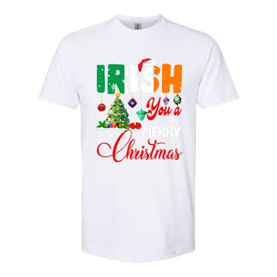 Irish You A Merry Christmas Santa Irish Flag Christmas Tree Funny Gift Softstyle CVC T-Shirt