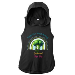 International Yoga And Eat Your Vegetables Day Huity Gift Ladies PosiCharge Tri-Blend Wicking Draft Hoodie Tank