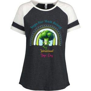 International Yoga And Eat Your Vegetables Day Huity Gift Enza Ladies Jersey Colorblock Tee