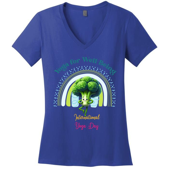 International Yoga And Eat Your Vegetables Day Huity Gift Women's V-Neck T-Shirt