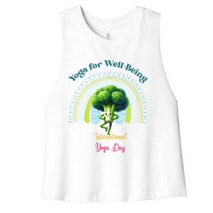 International Yoga And Eat Your Vegetables Day Huity Gift Women's Racerback Cropped Tank