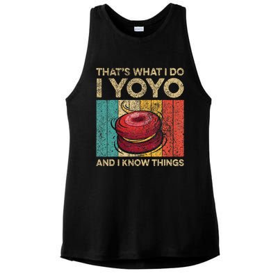 I Yoyo And I Know Things Funny Vintage Yoyo Ladies PosiCharge Tri-Blend Wicking Tank