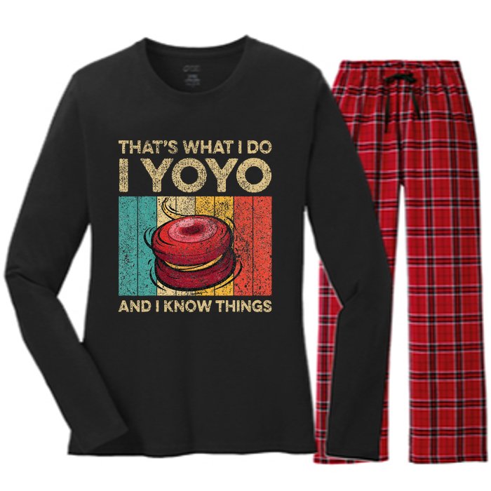 I Yoyo And I Know Things Funny Vintage Yoyo Women's Long Sleeve Flannel Pajama Set 