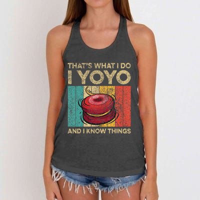 I Yoyo And I Know Things Funny Vintage Yoyo Women's Knotted Racerback Tank