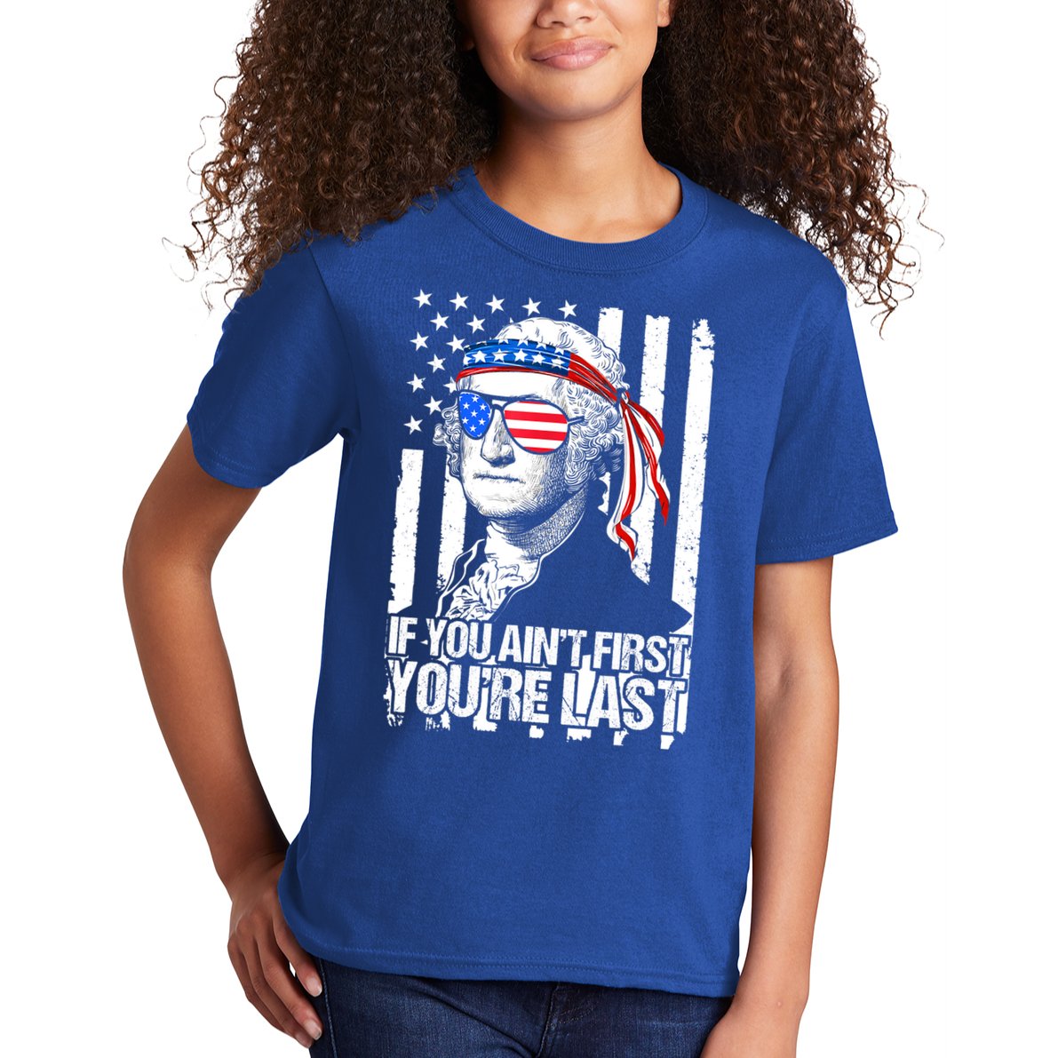 If You Ain't First You're Last George Washington Sunglasses Kids T-Shirt