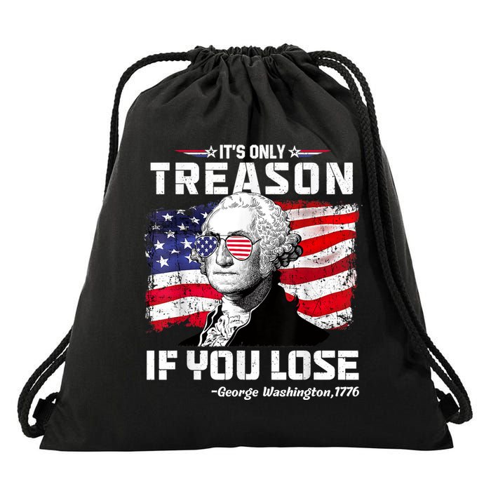 If You Aint First Youre Last Funny George Washington 4th Of July Drawstring Bag