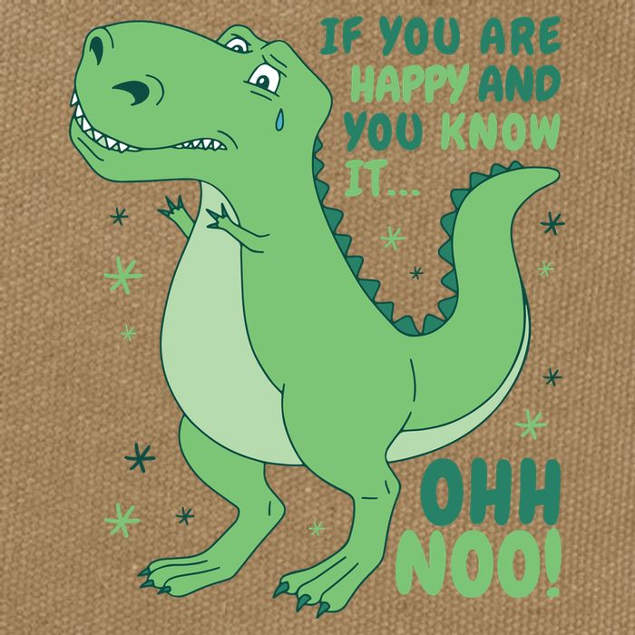 If You Are Happy And You Know It Oh No Funny Dinosaur Cotton Canvas Backpack