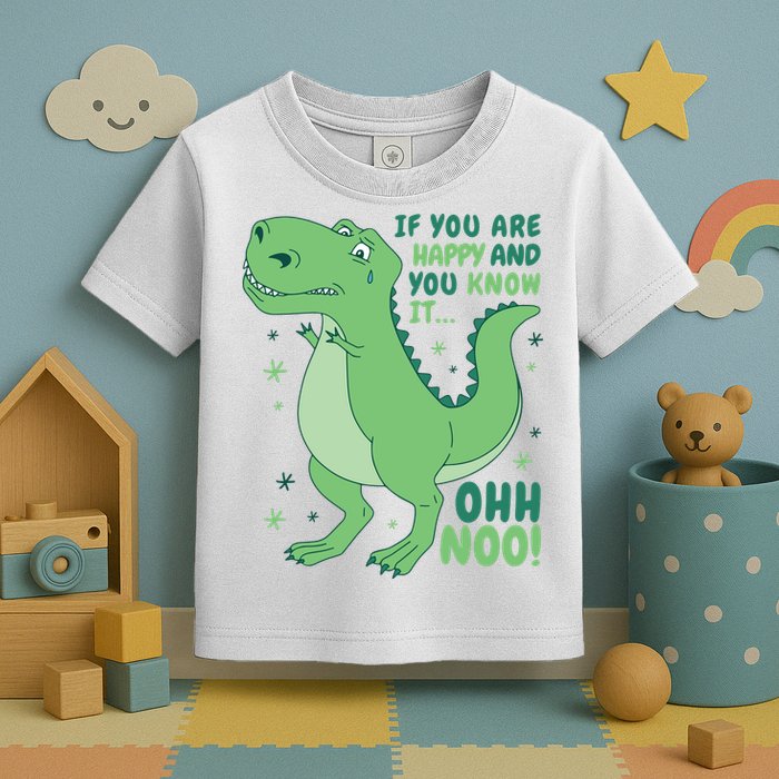 If You Are Happy And You Know It Oh No Funny Dinosaur Toddler T-Shirt