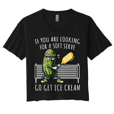 If You Are Looking For A Soft Serve Go Get Ice Cream Funny Pickleball Crop Top