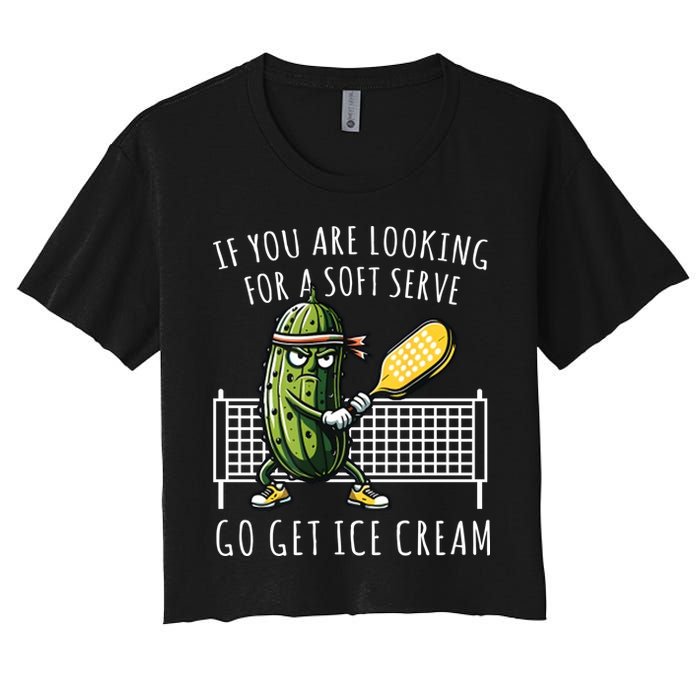 If You Are Looking For A Soft Serve Go Get Ice Cream Funny Pickleball Crop Top