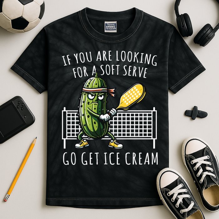 If You Are Looking For A Soft Serve Go Get Ice Cream Funny Pickleball Kids Tie-Dye T-Shirt