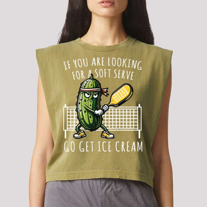 If You Are Looking For A Soft Serve Go Get Ice Cream Funny Pickleball Garment-Dyed Women's Muscle Tee
