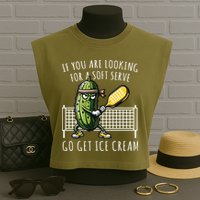 If You Are Looking For A Soft Serve Go Get Ice Cream Funny Pickleball Garment-Dyed Women's Muscle Tee