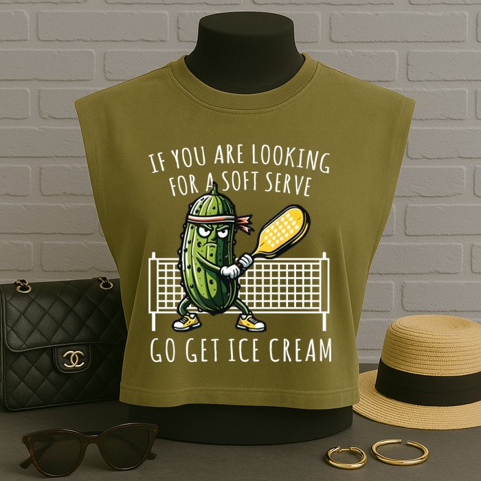 If You Are Looking For A Soft Serve Go Get Ice Cream Funny Pickleball Garment-Dyed Women's Muscle Tee
