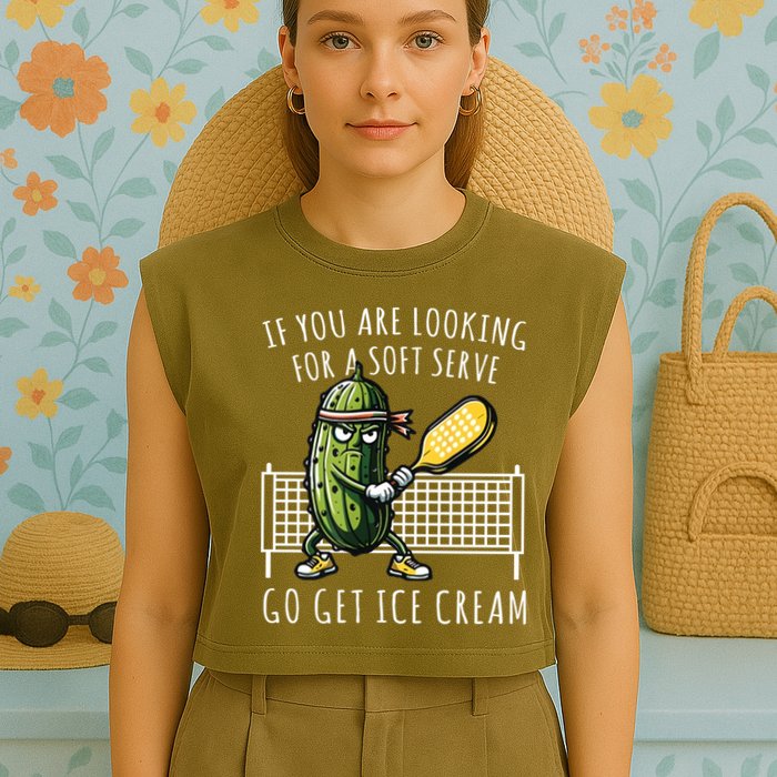 If You Are Looking For A Soft Serve Go Get Ice Cream Funny Pickleball Garment-Dyed Women's Muscle Tee