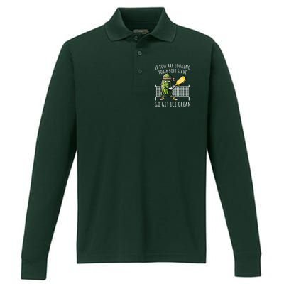 If You Are Looking For A Soft Serve Go Get Ice Cream Funny Pickleball Performance Long Sleeve Polo