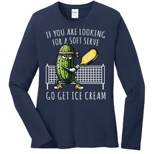 If You Are Looking For A Soft Serve Go Get Ice Cream Funny Pickleball Ladies Long Sleeve Shirt