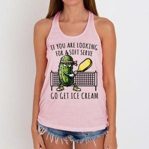 If You Are Looking For A Soft Serve Go Get Ice Cream Funny Pickleball Women's Knotted Racerback Tank