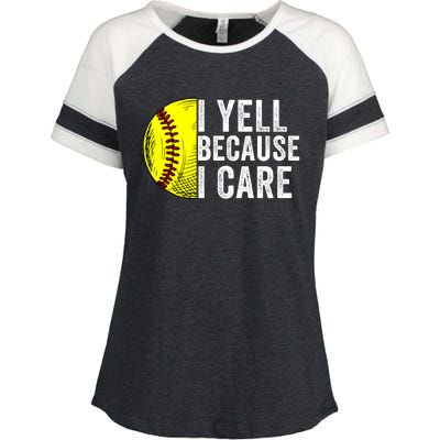 I Yell Because I Care Softball Pride Softball Proud Mom Proud Dad Proud Parent Enza Ladies Jersey Colorblock Tee