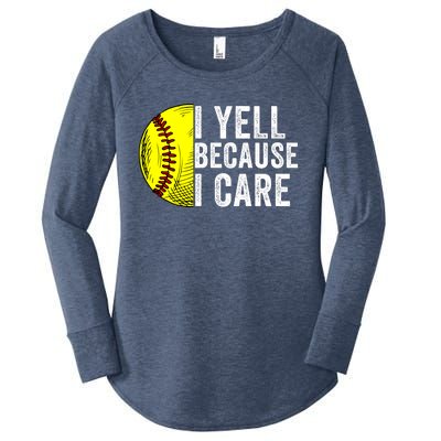 I Yell Because I Care Softball Pride Softball Proud Mom Proud Dad Proud Parent Women's Perfect Tri Tunic Long Sleeve Shirt