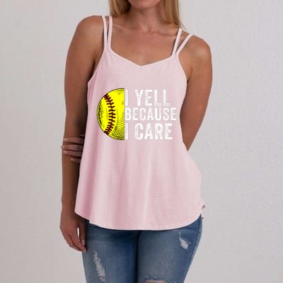 I Yell Because I Care Softball Pride Softball Proud Mom Proud Dad Proud Parent Women's Strappy Tank