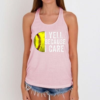 I Yell Because I Care Softball Pride Softball Proud Mom Proud Dad Proud Parent Women's Knotted Racerback Tank