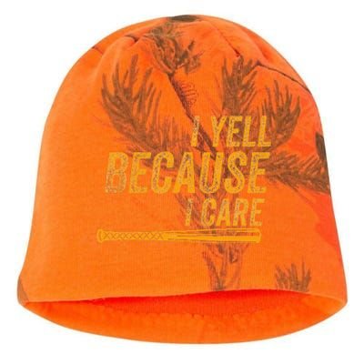 I Yell Because I Care Baseball Softball Dad Mom Kati - Camo Knit Beanie