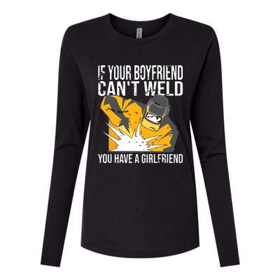 If Your Boyfriend Can't Weld Funny Welder Womens Cotton Relaxed Long Sleeve T-Shirt