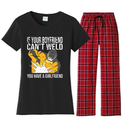 If Your Boyfriend Can't Weld Funny Welder Women's Flannel Pajama Set