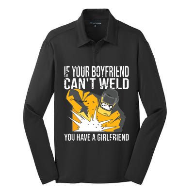 If Your Boyfriend Can't Weld Funny Welder Silk Touch Performance Long Sleeve Polo