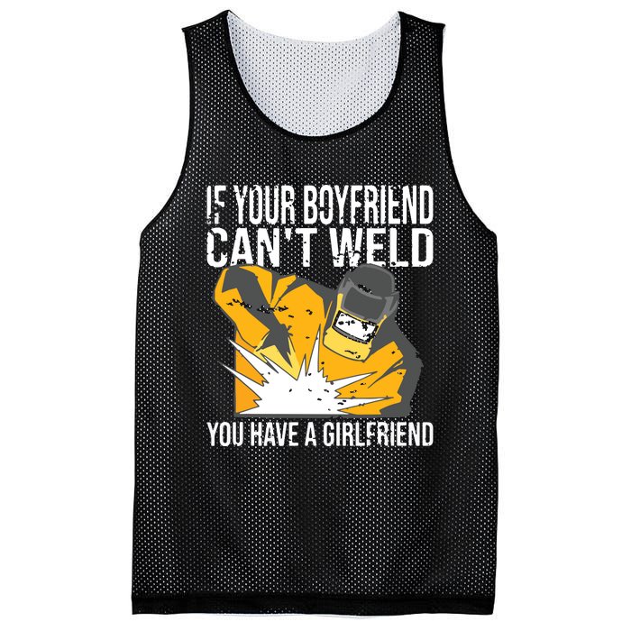 If Your Boyfriend Can't Weld Funny Welder Mesh Reversible Basketball Jersey Tank