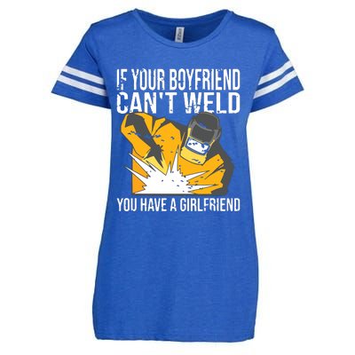 If Your Boyfriend Can't Weld Funny Welder Enza Ladies Jersey Football T-Shirt