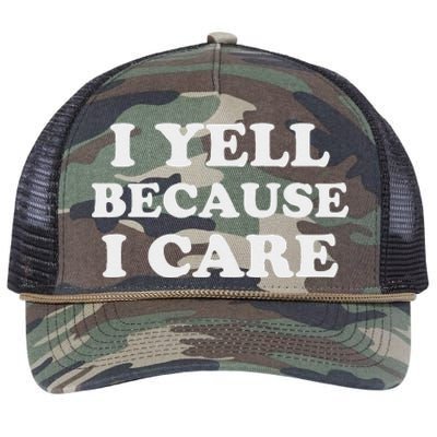 I Yell Because I Care Retro Rope Trucker Hat Cap