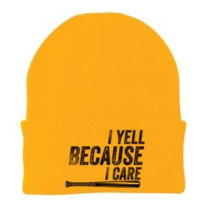 I Yell Because I Care Funny Baseball Softball Dad Knit Cap Winter Beanie