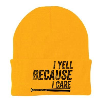 I Yell Because I Care Funny Baseball Softball Dad Knit Cap Winter Beanie