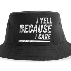 I Yell Because I Care Funny Baseball Softball Dad Sustainable Bucket Hat