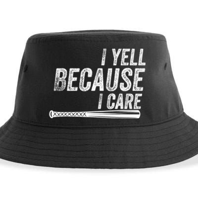 I Yell Because I Care Funny Baseball Softball Dad Sustainable Bucket Hat