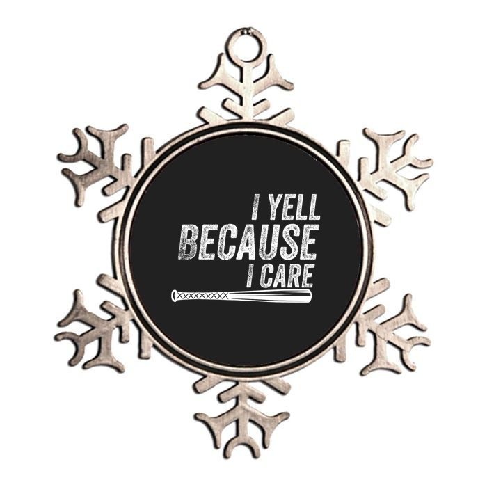 I Yell Because I Care Funny Baseball Softball Dad Metallic Star Ornament