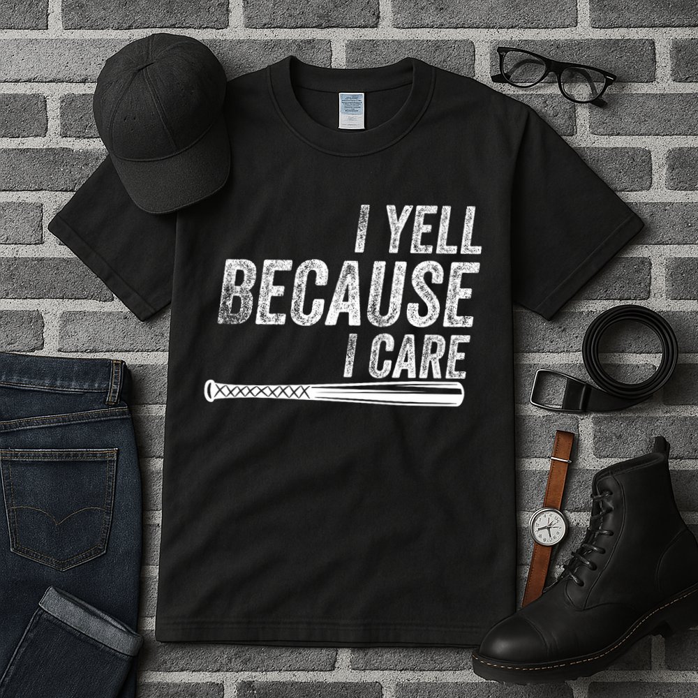 I Yell Because I Care Baseball Softball Dad Mom Tall T-Shirt