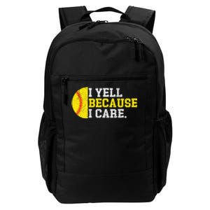 I Yell Because I Care Funny Softball Player Mom Dad Daily Commute Backpack