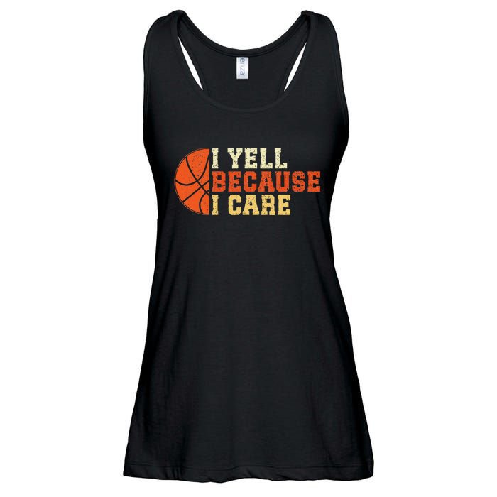 I Yell Because I Care Funny Basketball Fan Humor Dad Ladies Essential Flowy Tank