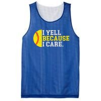 I Yell Because I Care Funny Softball Player Mesh Reversible Basketball Jersey Tank