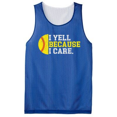 I Yell Because I Care Funny Softball Player Mesh Reversible Basketball Jersey Tank