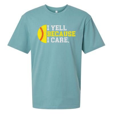 I Yell Because I Care Funny Softball Player Sueded Cloud Jersey T-Shirt