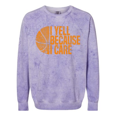 I Yell Because I Care Basketball Colorblast Crewneck Sweatshirt