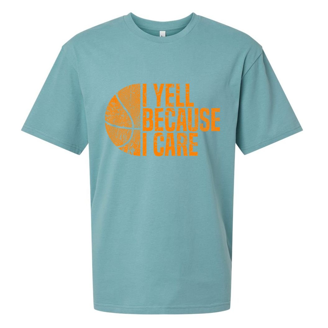 I Yell Because I Care Basketball Sueded Cloud Jersey T-Shirt
