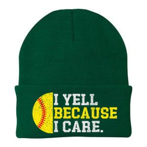 I Yell Because I Care Funny Softball Player Knit Cap Winter Beanie