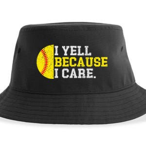 I Yell Because I Care Funny Softball Player Sustainable Bucket Hat